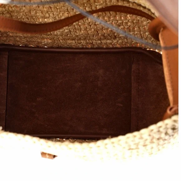 YSL Saint Laurent Le 5 a 7 Supple Small Hobo Raffia and Leather Shoulder Handbag - Picture 10 of 12